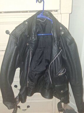 Genuine Biker Leather Jacket 42in